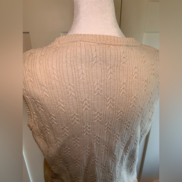 Vintage Beige Cableknit Detail Sweater Vest Size Large - Picture 5 of 9